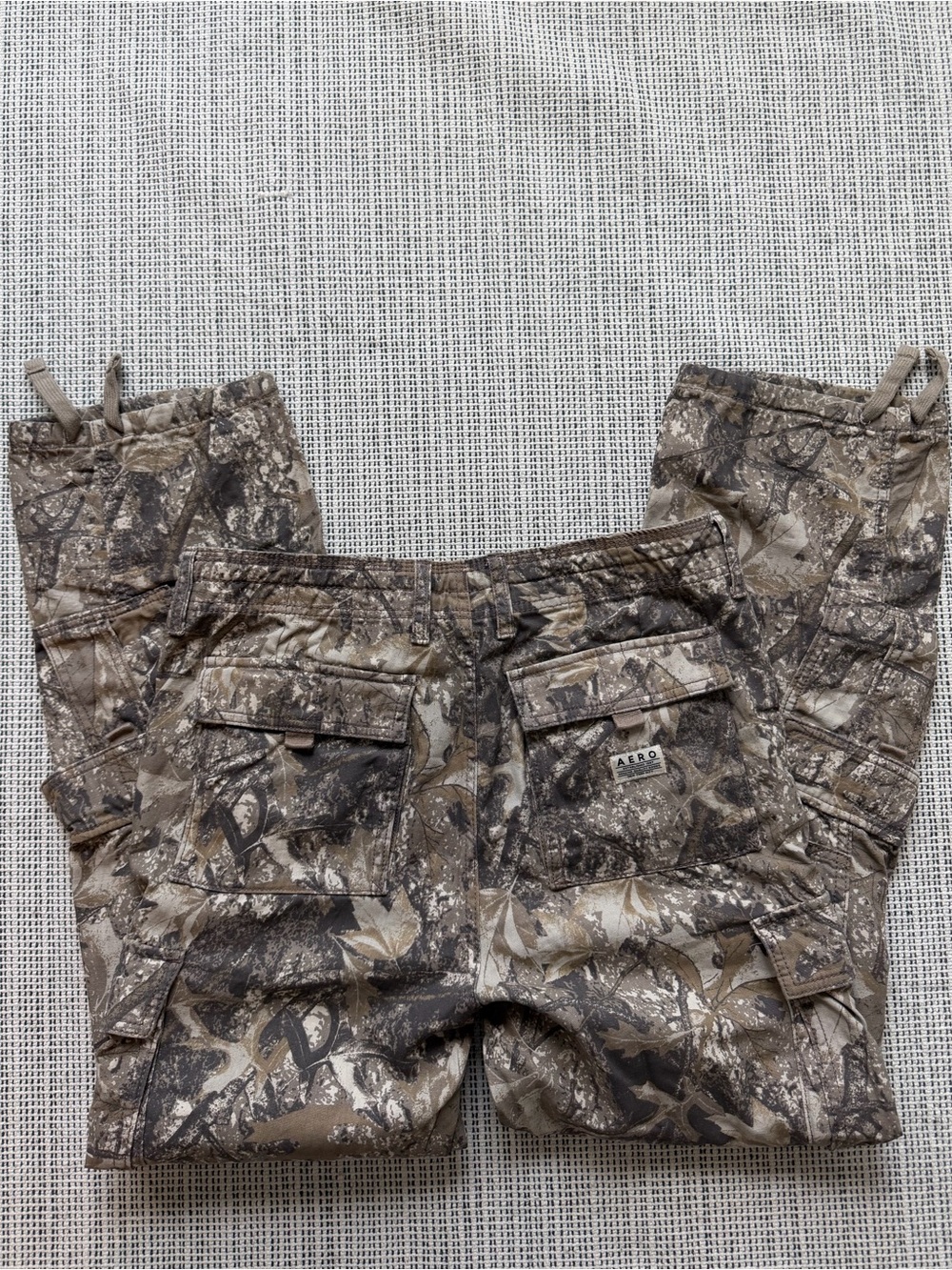 Aeropostale Forest Camo 100% Cotton Baggy Cargo Pants Mens Size Small